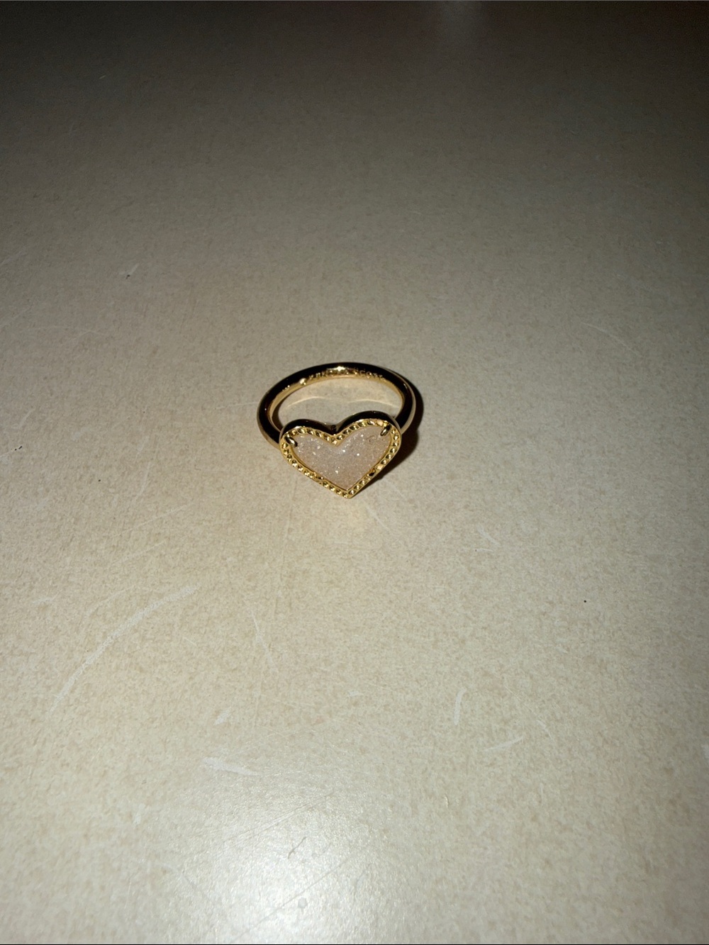 Kendra Scott Gold Heart Druzy Ring with Soft Pink Center